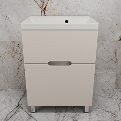 Style Line Тумба с кварцевой раковиной жасмин Матис 60 крем – фотография-2